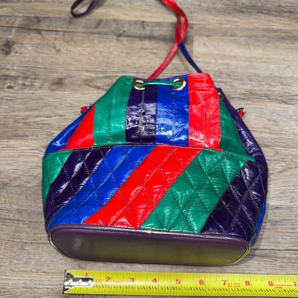 Eel Skin Multi Color Drawstring Purse